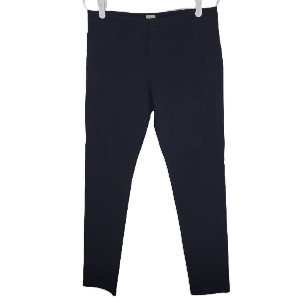Ecru Black Ponte Stretch Slim Straight Leg Ankle Pants Women’s Size 6